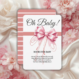 Minimalistisch Pink Bow Baby Dusche Begleitkarte