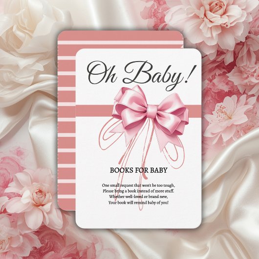 Minimalistisch Pink Bow Baby Dusche Begleitkarte