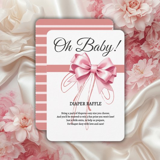 Minimalistisch Pink Bow Baby Dusche Begleitkarte