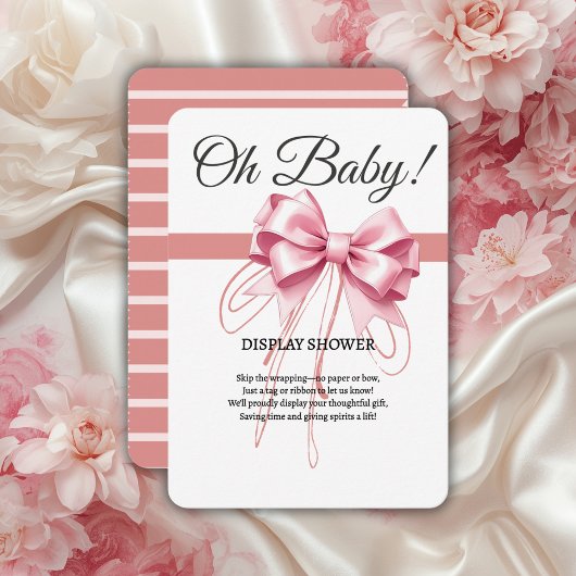 Minimalistisch Pink Bow Baby Dusche Begleitkarte