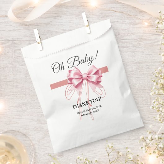 Minimalistisch Pink Bow Baby Dusche Geschenktütchen (Ausgeschnitten)