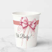 Minimalistisch Pink Bow Baby Dusche Pappbecher (Rückseite)