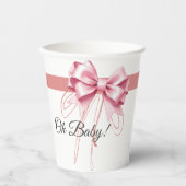 Minimalistisch Pink Bow Baby Dusche Pappbecher (Vorderseite)