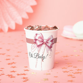 Minimalistisch Pink Bow Baby Dusche Pappbecher