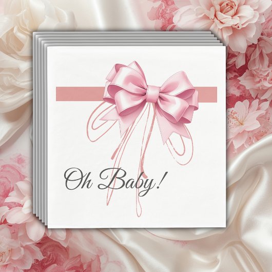 Minimalistisch Pink Bow Baby Dusche Serviette