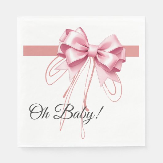 Minimalistisch Pink Bow Baby Dusche Serviette (Vorderseite)