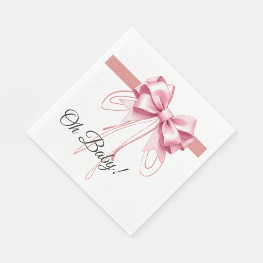 Minimalistisch Pink Bow Baby Dusche Serviette (Ecke)