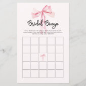 Minimalistisch Pink Bow Bridal Bingo (Vorderseite)