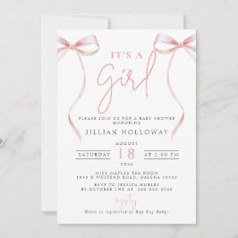 Minimalistisch Pink BOW Es ist ein Mädchen-Dusche Einladung