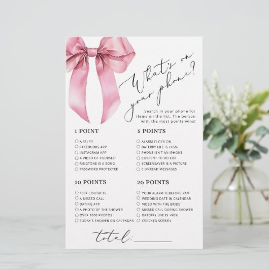 Minimalistisch Pink Bow, was auf Ihrem Handyspiel (Stehend Vorderseite)