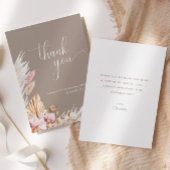 Minimalistisch Pink Brown Boho Floral | BRAUTPARTY Dankeskarte