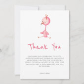 Minimalistisch Pink Flamingo Girl Babydusche Dankeskarte (Vorderseite)
