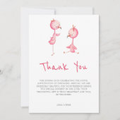Minimalistisch Pink Flamingo Twins Baby Dusche Dankeskarte (Vorderseite)