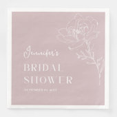 Minimalistisch Pink Floral Boho Brautparty Serviette (Vorderseite)