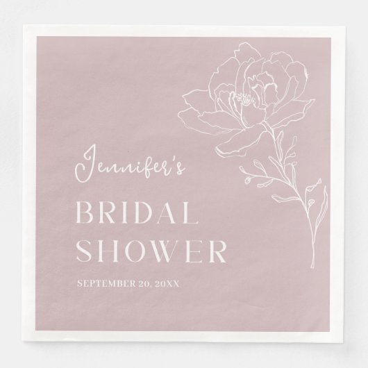 Minimalistisch Pink Floral Boho Brautparty Serviette (Vorderseite)