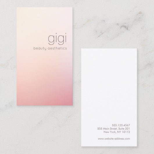Minimalistisch Pink Ombre Beauty Salon Visitenkarte (Vorne/Hinten)