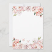 Minimalistisch Pink Peony Floral Butterfly Taufe Einladung (Rückseite)