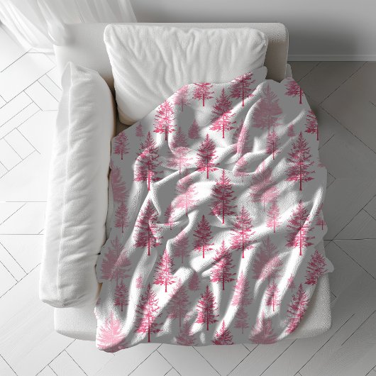 Minimalistisch Pink Pine Trees Fleece Blanket