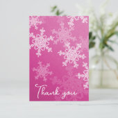 Minimalistisch Pink Snowflakes Babydusche Danke (Stehend Vorderseite)