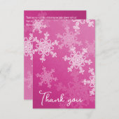 Minimalistisch Pink Snowflakes Babydusche Danke (Vorne/Hinten)
