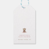 Minimalistisch Pink Teddy Bear Babydusche Danke, G Geschenkanhänger (Rückseite)