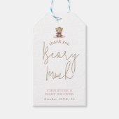 Minimalistisch Pink Teddy Bear Babydusche Danke, G Geschenkanhänger (Vorderseite)