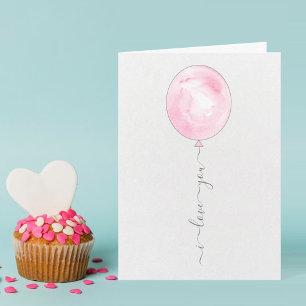 Minimalistisch Pink Watercolor Ballon Valentinstag Karte