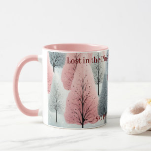 Minimalistisch-Pink-Winterwald-Wunderland-Monogram Tasse