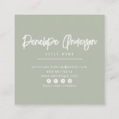 Minimalistisch Pistachio Green Neutral Boho Modern Quadratische Visitenkarte (Rückseite)