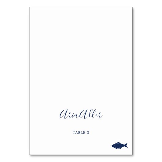Minimalistisch | Platzkarten für die Option "Blaue Tischnummer (Vorderseite)