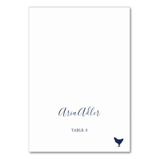 Minimalistisch | Platzkarten zur Option "Blaues Hü Tischnummer (Vorderseite)