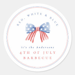 Minimalistisch Preppy American Flag Bow 4. GRILLEN Runder Aufkleber