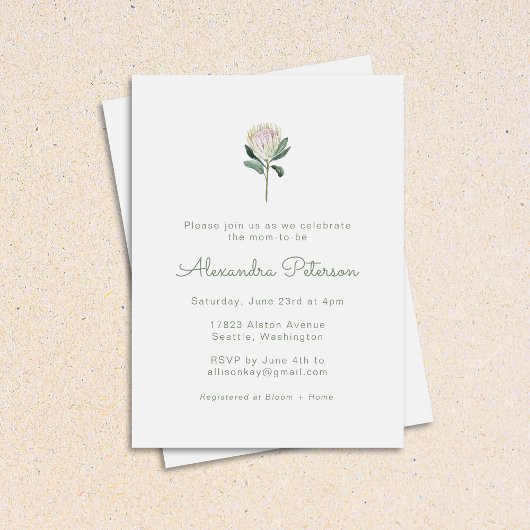 Minimalistisch Protea Blume Boho Pastel Babydusche Einladung