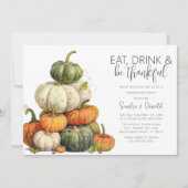 Minimalistisch Pumpkin Erntedank Dinner Einladung (Vorderseite)