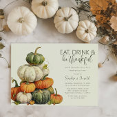 Minimalistisch Pumpkin Erntedank Dinner Einladung