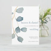 Minimalistisch QR Dusty Blue Wedding Save The Date (Stehend Vorderseite)
