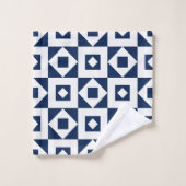 Minimalistisch Quilt Navy White Badhandtuch Set (Waschlappen)