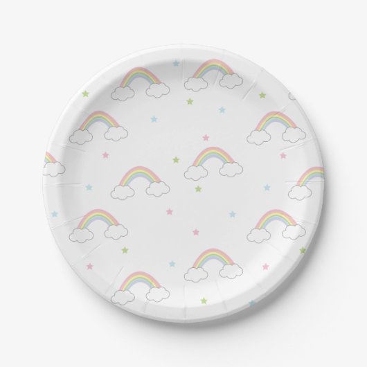 Minimalistisch Rainbow Birthday Pappteller (Vorderseite)