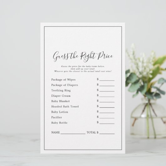 Minimalistisch Raten Sie das richtige Preisspiel (Stehend Vorderseite)