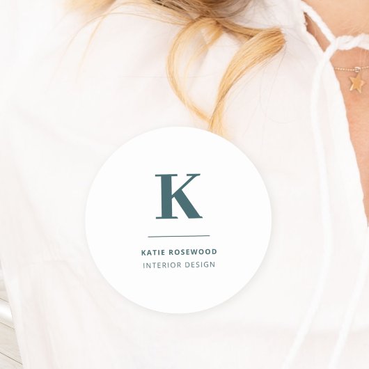 Minimalistisch rauchgrüne moderne große Initialzün Namensschild