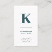 Minimalistisch rauchgrüne moderne große Initialzün Visitenkarte (Vorderseite)