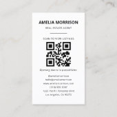 Minimalistisch Real Anwesen Agent QR Code Foto Visitenkarte (Rückseite)