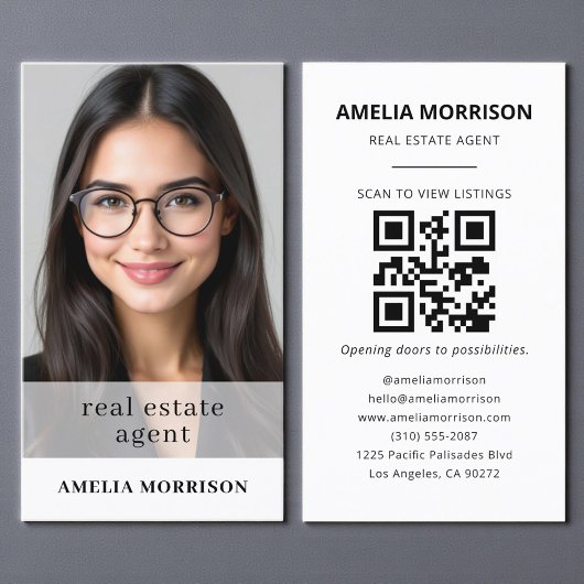 Minimalistisch Real Anwesen Agent QR Code Foto Visitenkarte