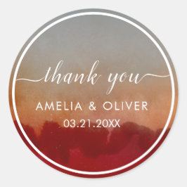Minimalistisch Red and Gray Wedding Vielen Dank Runder Aufkleber
