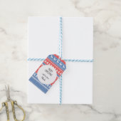 Minimalistisch Red & Blue Christmas - Einzigartige Geschenkanhänger (Mit Garn)