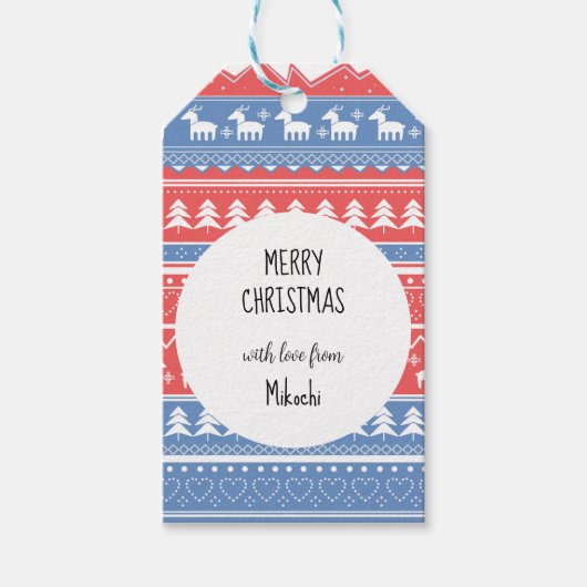 Minimalistisch Red & Blue Christmas - Einzigartige Geschenkanhänger (Vorderseite)