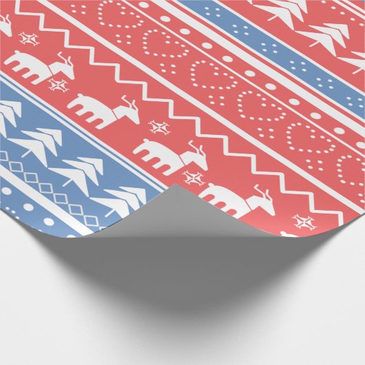 Minimalistisch Red & Blue Christmas - Einzigartige Geschenkpapier (Ecke)