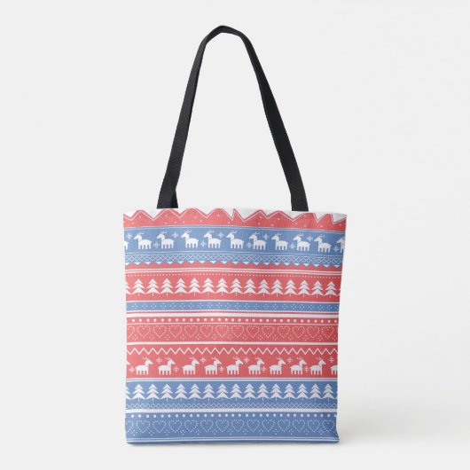 Minimalistisch Red & Blue Christmas - Einzigartige Tasche (Rückseite)