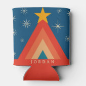 Minimalistisch Red & Blue Retro Groovy Weihnachtsb Dosenkühler (Rückseite)