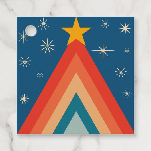 Minimalistisch Red & Blue Retro Groovy Weihnachtsb Geschenkanhänger (Vorderseite)